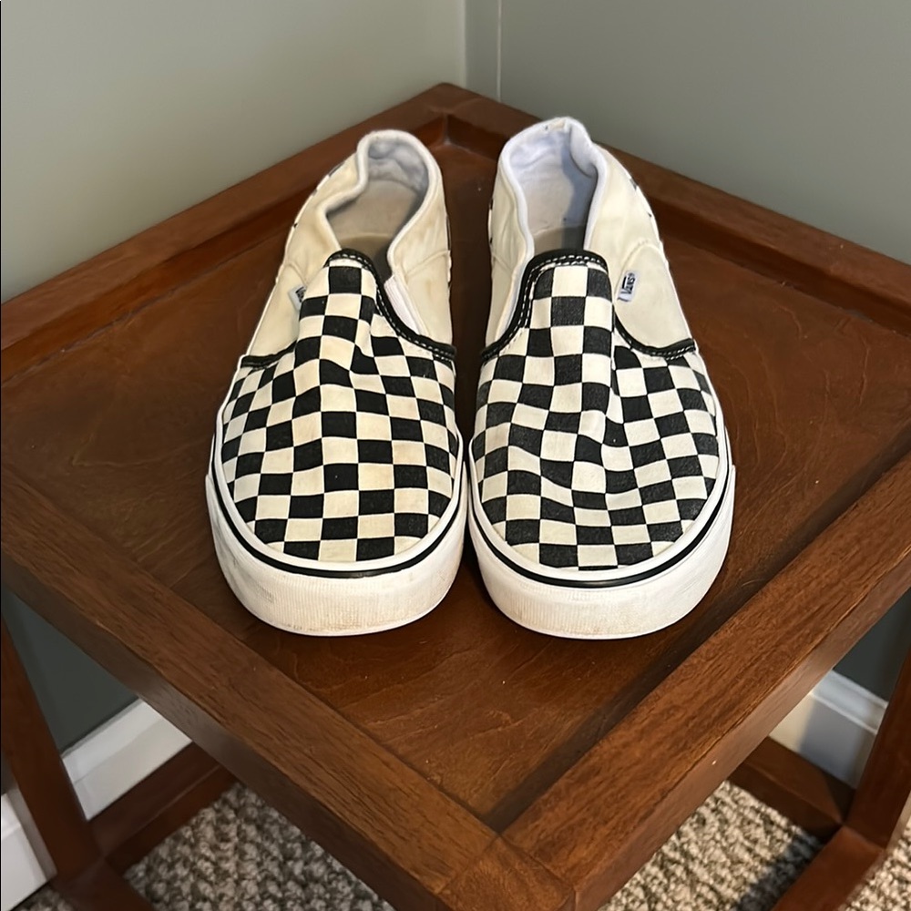 Women’s Vans Checkered Slip-On Shoes - Black and White